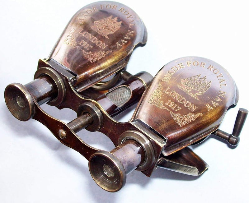V19 Vintage Antique Brass Binocular Telescope 3" Zoomable Pocket Spyglass – Portable Pirate Style Nautical Scope for Travel, Hiking, Outdoor Adventures, Birdwatching & Home Decor - Image 1